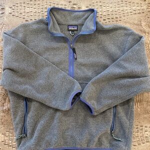 Patagonia Gray Quarter Zip with Blue Trim